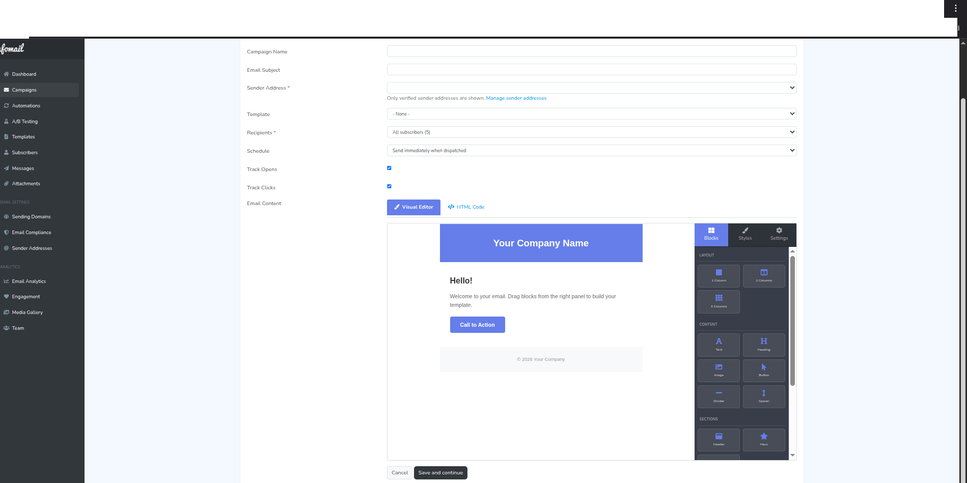Configurazione iniziale campagna