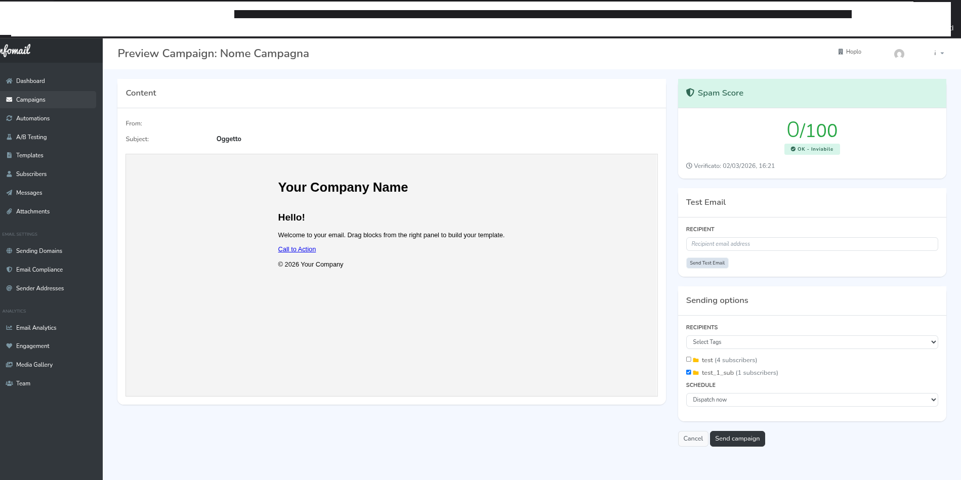 Anteprima finale campagna