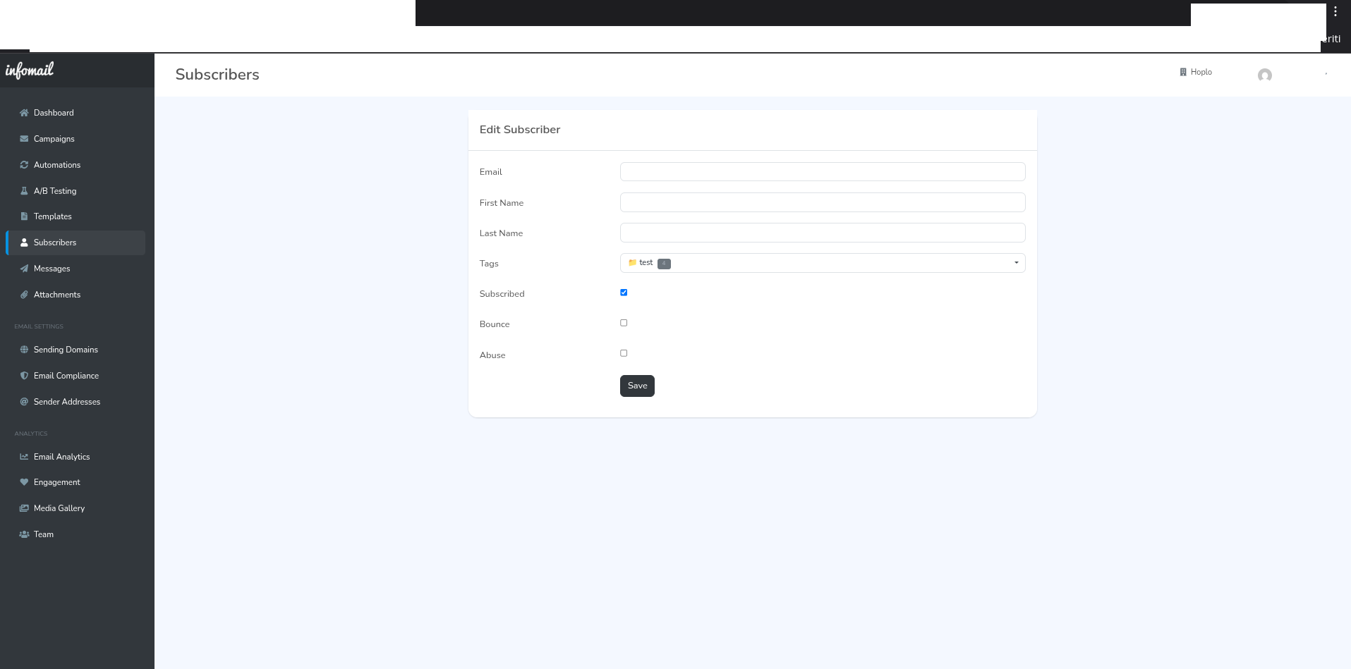 Schermata modifica iscritto