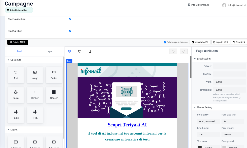 Una vecchia newsletter importata da file .ifmt. Parlava di Teriyaki AI, lo strumento di scrittura della piattaforma di allora, che oggi non c’è più