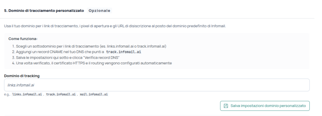 I parametri del link di tracciamento personalizzato