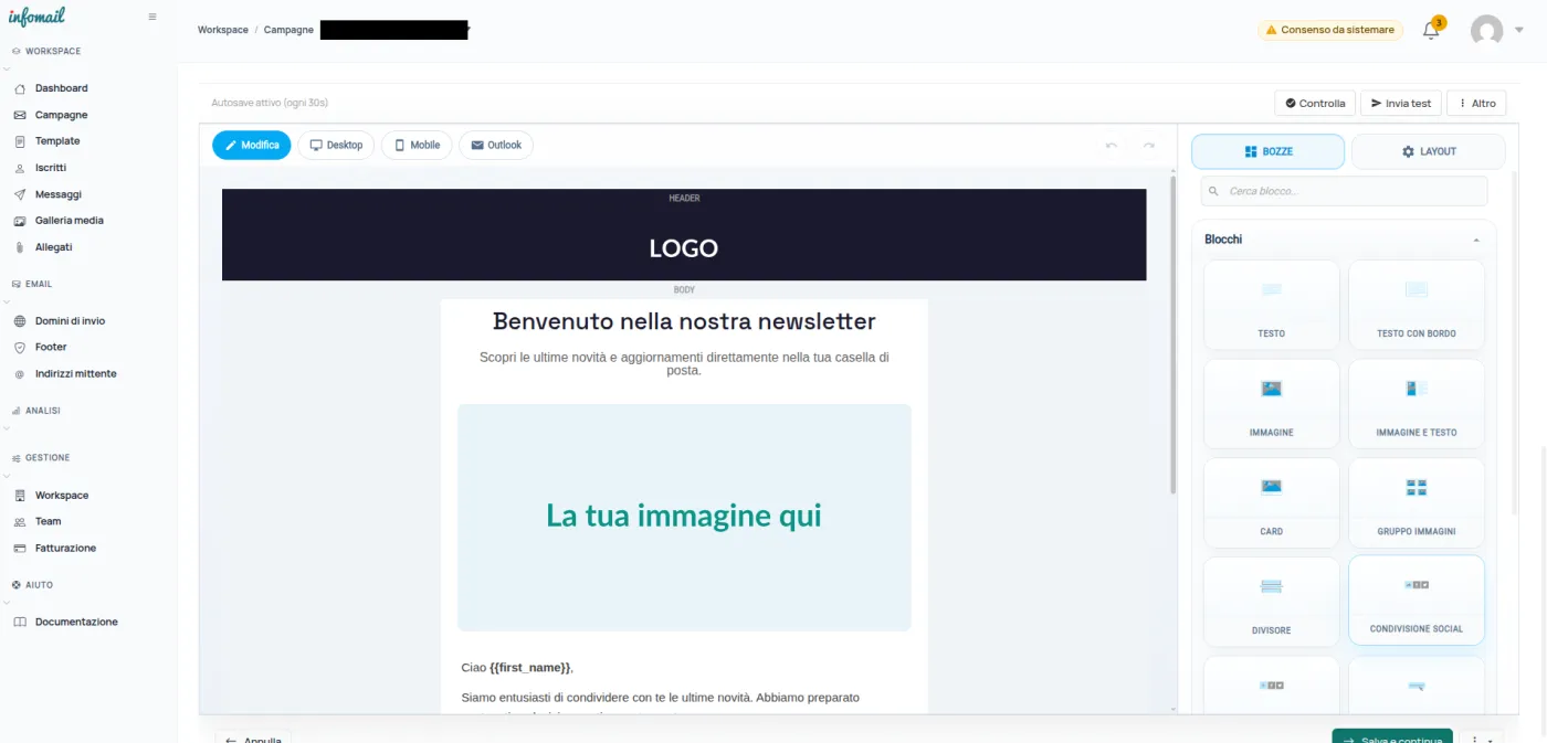 L'editor visuale drag&drop
