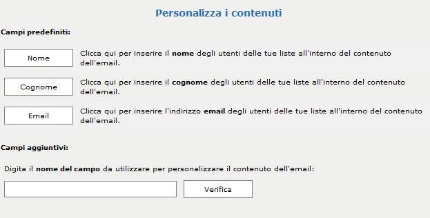 Personalizza i contenuti Personalizza i contenuti