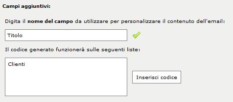Personalizzazione campi aggiuntivi Personalizzazione campi aggiuntivi