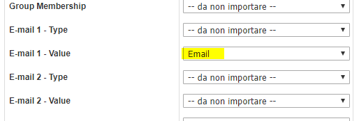 Selezione campi della lista Infomail