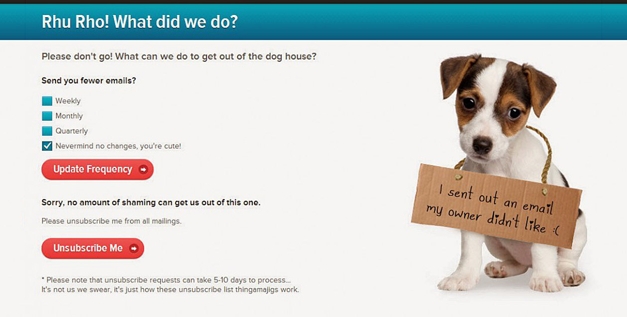 Creare una pagina Unsubscribe che faccia cambiare idea