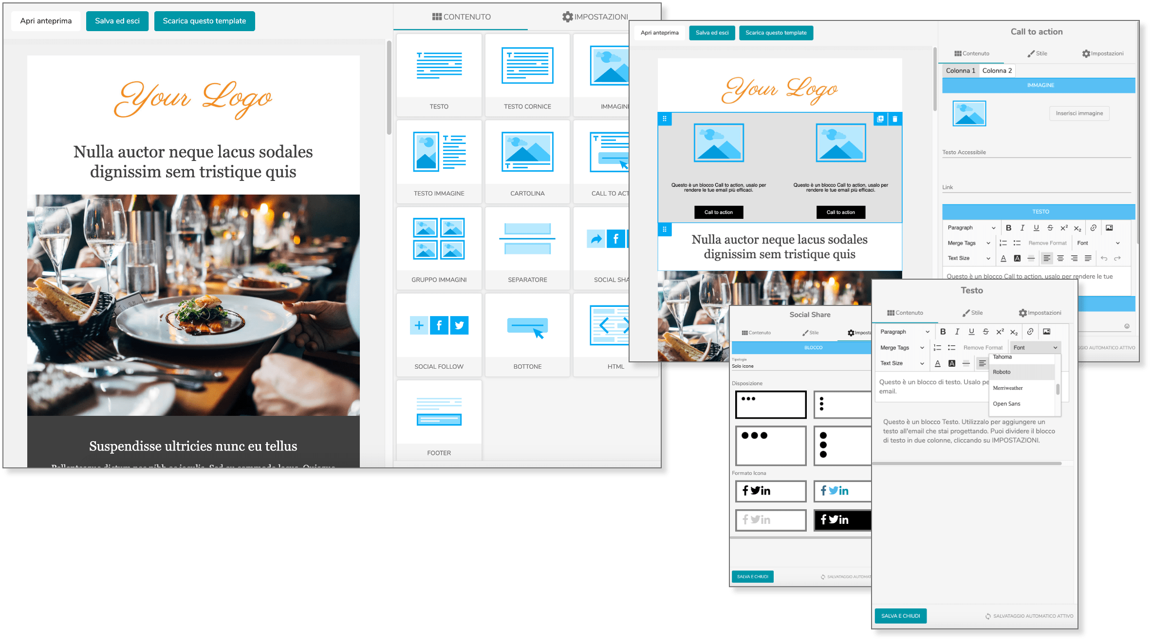 Editor per email potente e facile da usare