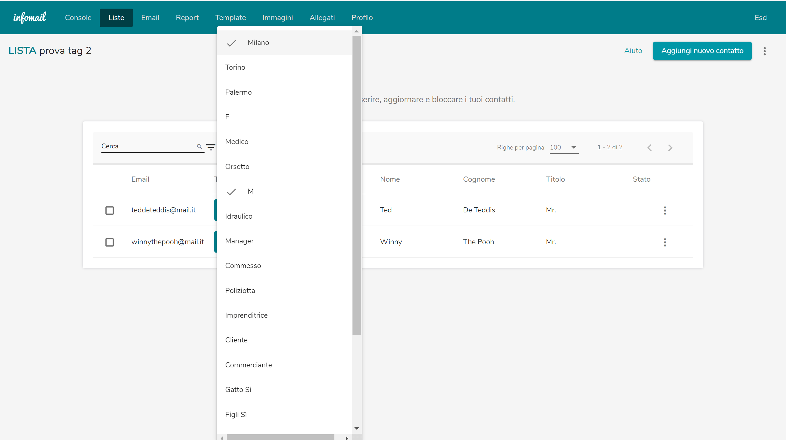 Segmenting the mailing list with Infomail